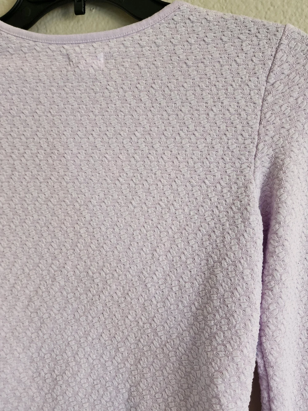 Women’s Long Sleeve Textured Crop Top - Lavender - Picture 8 of 9